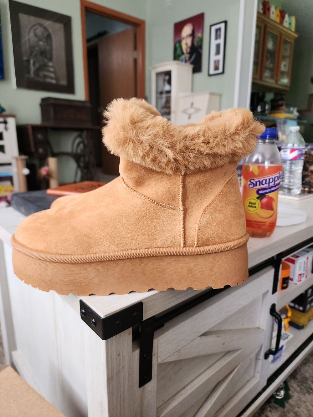 Cozy Suede Faux-Fur Lined Bootie - Tan